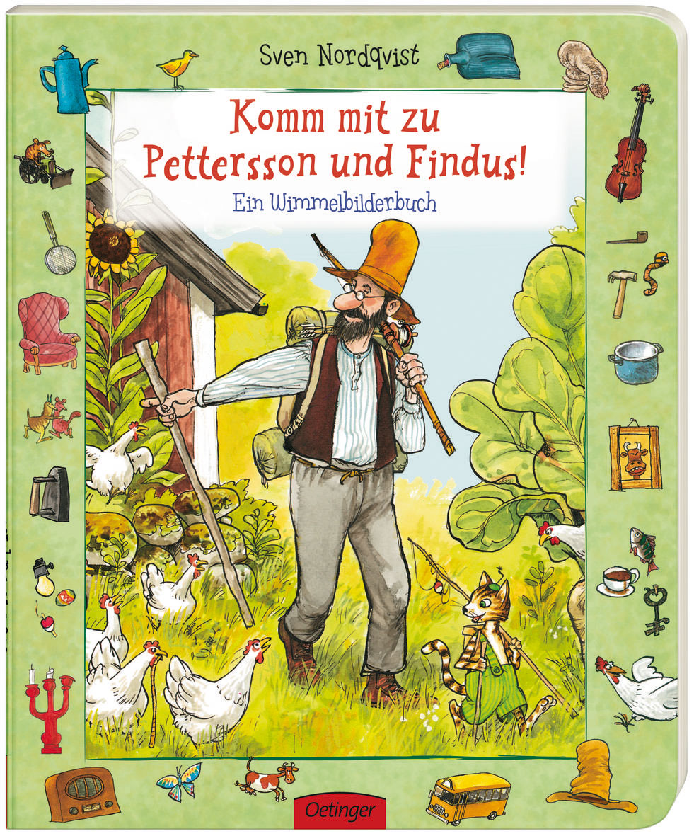 »KOMM MIT ZU PETTERSSON UND FINDUS! EIN WIMMELBILDERBUCH« — OETINGER