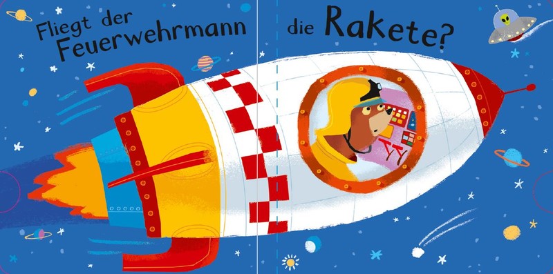 »Mein Fahrzeuge- und Berufe-Ratebuch - Weißt du, wer die Rakete fliegt?« — PENGUIN JUNIOR