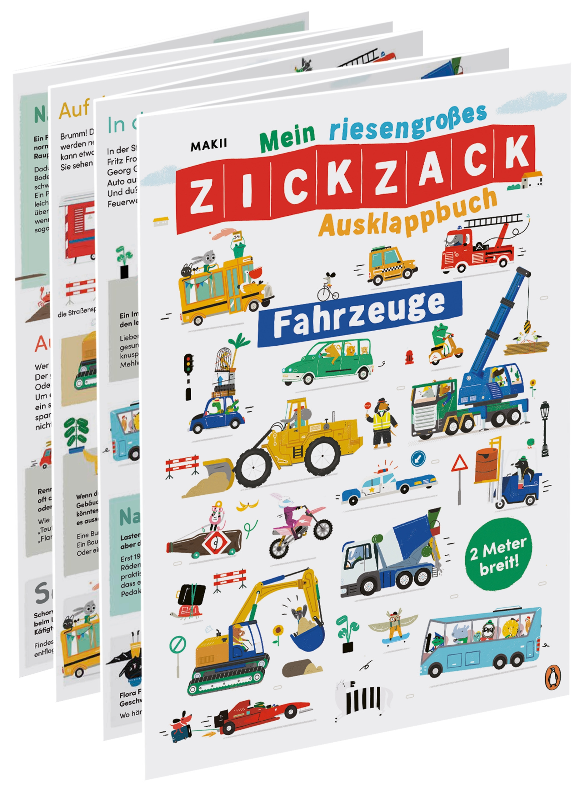 »Mein riesengroßes ZICKZACK Ausklappbuch - Fahrzeuge« — PENGUIN